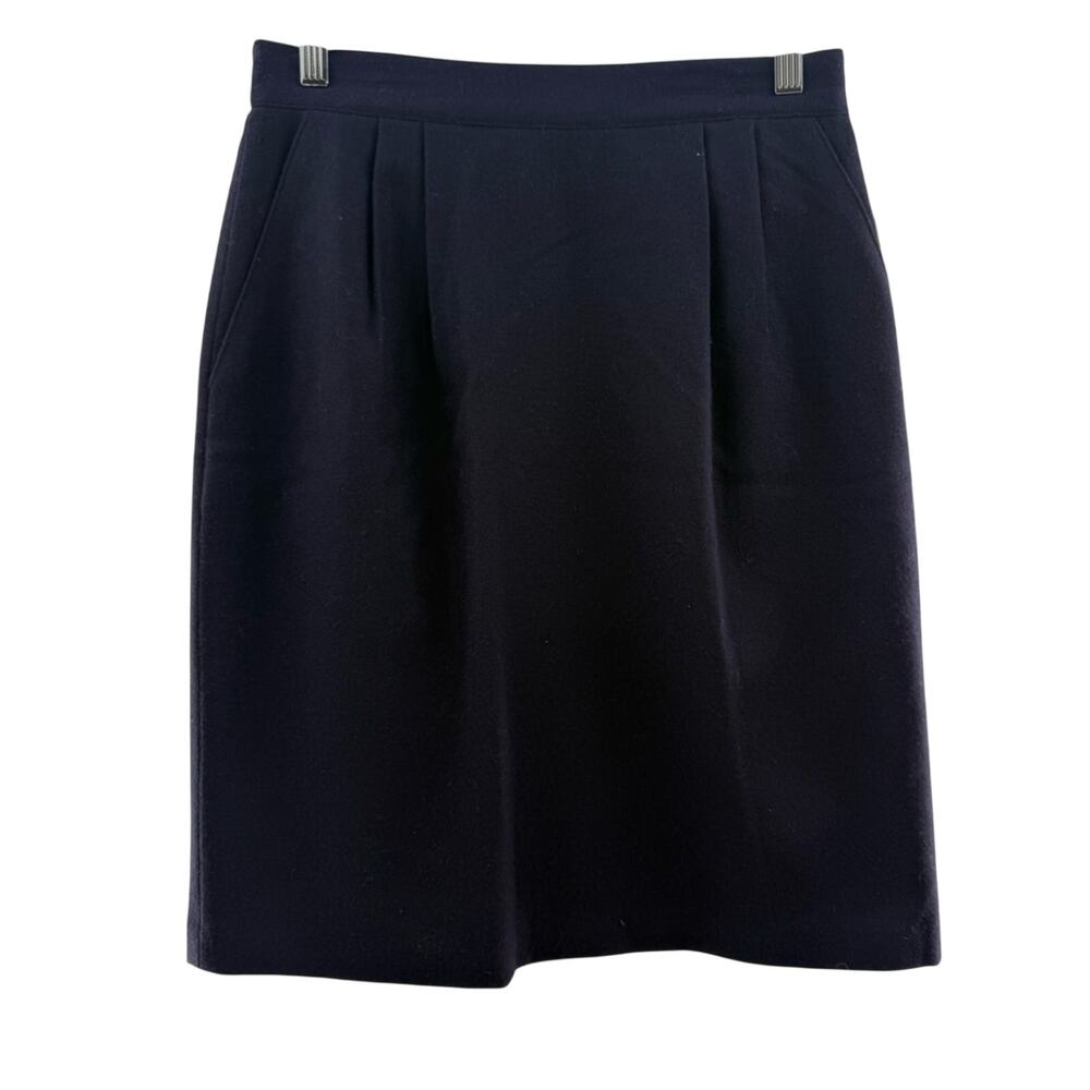 NWT Vintage 100% New Wool Mini Pencil Skirt Navy Blue Fully Lined Size 10